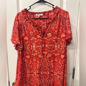 Rose & Olive Red Floral Women's Blouse
